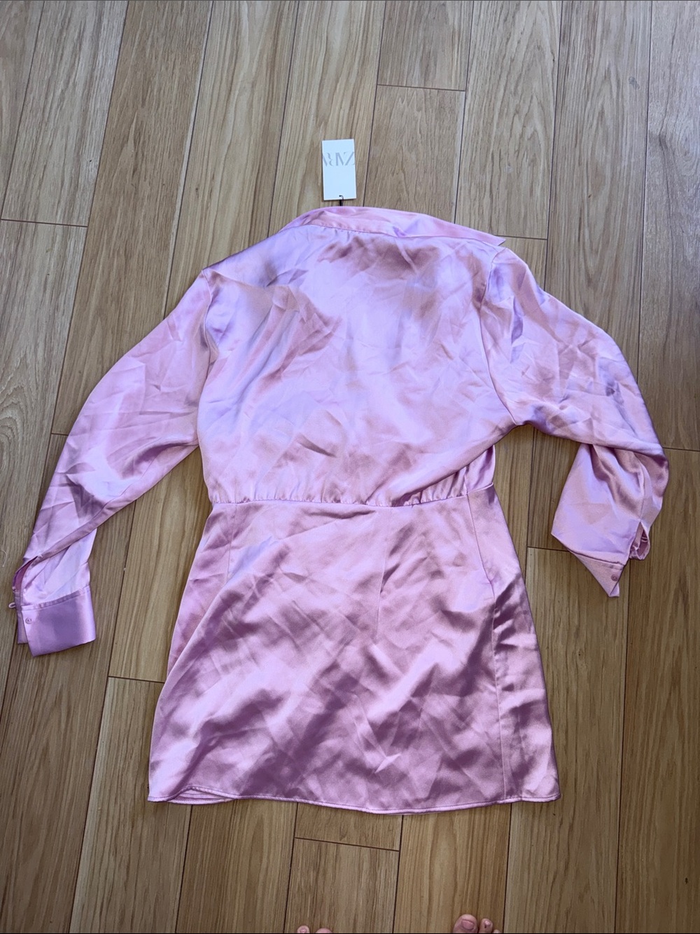 NWT Zara Pink Satin Wrap Dress - Picture 2 of 2